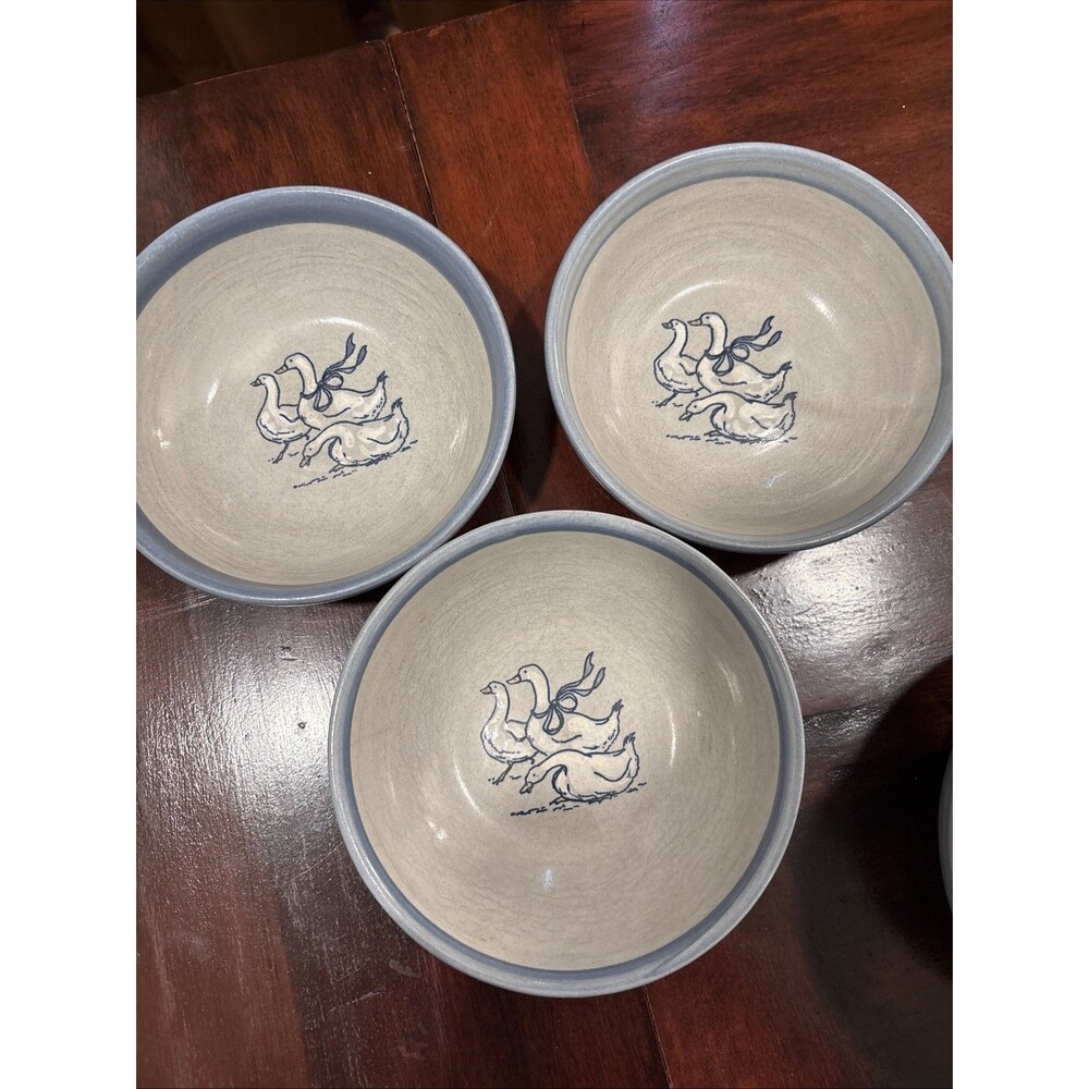 Louisville Stoneware Cereal Soup Bowl Gaggle Of Geese Pattern 6.25", Set of 3